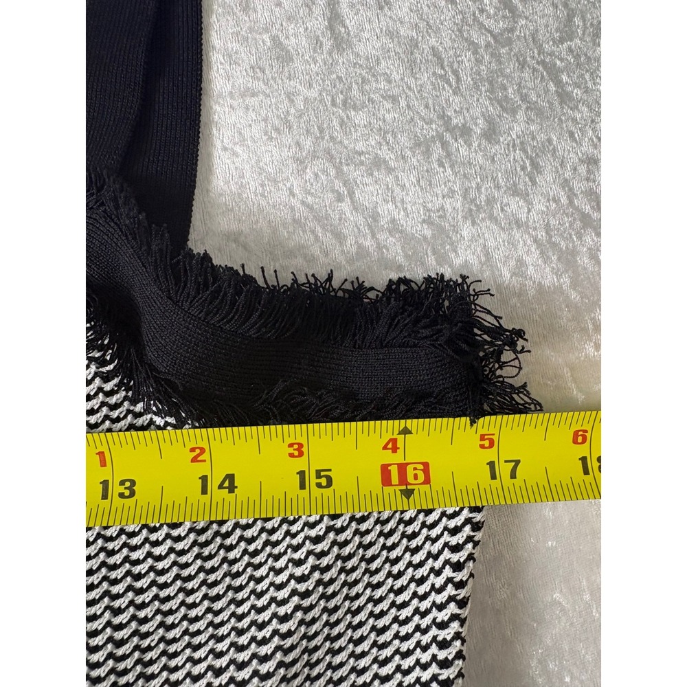 Urban Revivo Black White Tweed Knit Mini Dress Fringe Rhinestone Button New M 6 - Picture 6 of 7